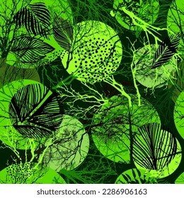 green Jungle geometric seamless pattern. Exotic plant. Tropical pattern, palm leaves seamless vector floral background.