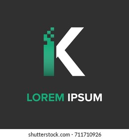 Green K Letter pixel logo vector. Logo design template for company and real estate eps.10