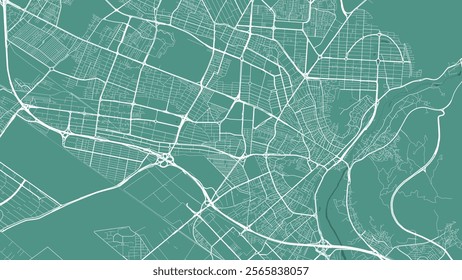 Green Karaj map, Iran. Vector city streetmap, municipal area.