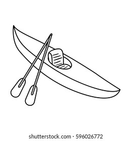Green kayak for downhill on a mountain river.Sports water transport.Ship and water transport single icon in outline style vector symbol stock illustration.