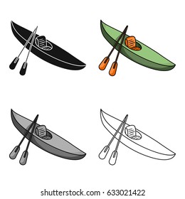 Green kayak for downhill on a mountain river.Sports water transport.Ship and water transport single icon in cartoon style vector symbol stock illustration.