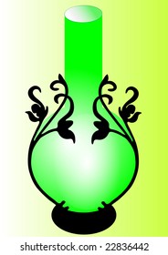 Green kerosene lamp (vector)