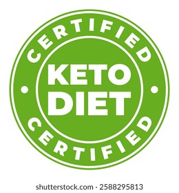 Green Keto Diet Certified isolated round stamp, sticker, label vector illustration