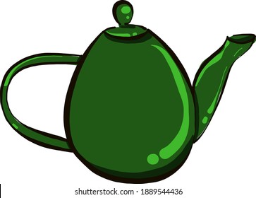 Chaleira verde, ilustração, vetor sobre fundo branco