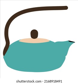 Green kettle kitchen isolated on white in vector