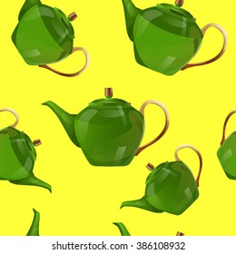 Green Kettle seamless pattern.Kettle vector illustration. Comic book style imitation. Vintage retro style. Conceptual illustration.