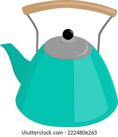 Green kettle vector illustration for decor