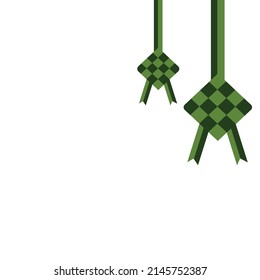 Green ketupat icon with modern flat style. Asian traditional food. Ketupat food. Ramadan food. Idul Fitri food