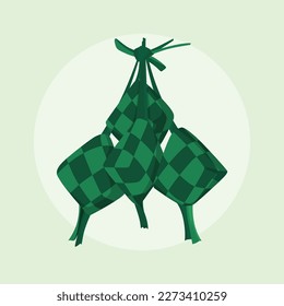 green ketupat illustration to welcome Eid al-Fitr