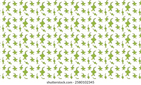 Green Ketupat Patterns Forming a Traditional Seamless Design on a White Background