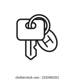 Green Key Outline Icon Vector Illustration