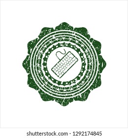 Green keyboard icon inside distress rubber grunge texture stamp