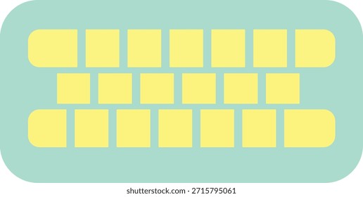 Ilustração de teclado verde representando o dispositivo de entrada do computador, digitação, trabalho digital, ferramentas de tecnologia e equipamentos de espaço de trabalho modernos no design plano mínimo.