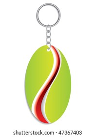 Green keyholder with red and white stripe