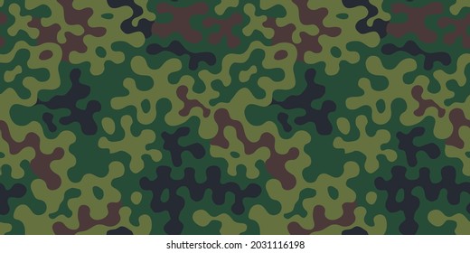 Green khaki seamless camouflage pattern. Army background, military camo clothing style, printing on fabric. Vector texture 