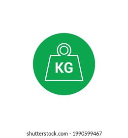 green kilogram weight icon in circle. flat style isolated on white background