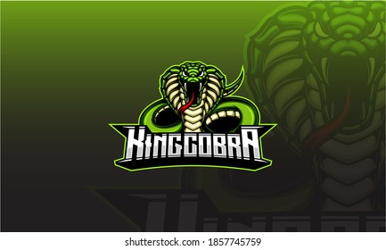 Green King cobra mascot vector