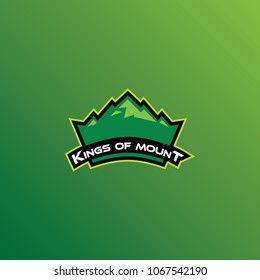 Green King of Mount, Crown Logo Vector
