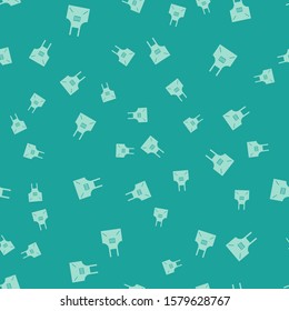 Green Kitchen apron icon isolated seamless pattern on green background. Chef uniform for cooking.  Vector Illustration