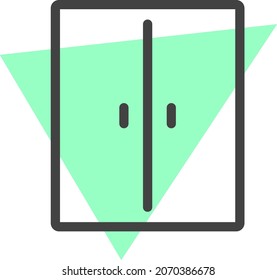 Green kitchen cupboard, illustration, vector, on a white background.