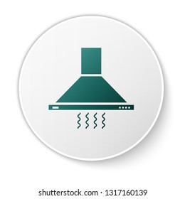 Green Kitchen extractor fan icon isolated on white background. Cooker hood. Kitchen exhaust. Household appliance. Green circle button. Vector Illustration