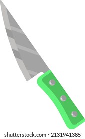 Cuchillo de cocina verde, ilustración, vector sobre fondo blanco.