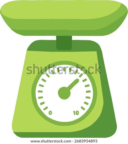 Green kitchen scale illustration in flat design style