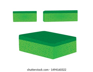 Green kitchen sponge. vector illustration