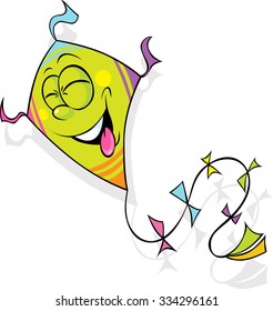 green kite flying - vector illustration