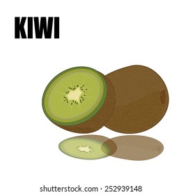 green kiwi on the white background