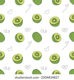 Green kiwi seamless fabric pattern
