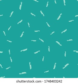 Green Knife icon isolated seamless pattern on green background. Cutlery symbol.  Vector