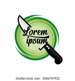 Green knife kitchen logo template