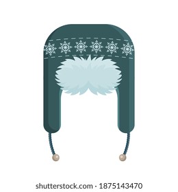 Green knitted hat with a vintage pattern. Warm winter hat. For design on New Year's or Christmas themes, as well as on the theme of winter. 
