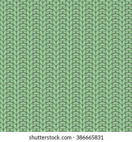 Green knitted seamless pattern, rib, knit one, purl one