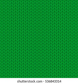 Green knitted seamless pattern. Vector