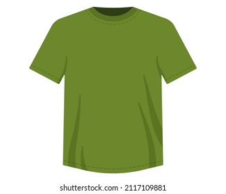 Green Knitted Tshirt, Military Uniform. Military Concept For Army, Soldiers And War. Vector Cartoon Isolated Illustration.