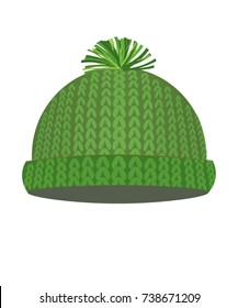 Green knitted winter cap 
