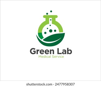 green lab with leaf and bottle lab logo designs for traditional medicine logo