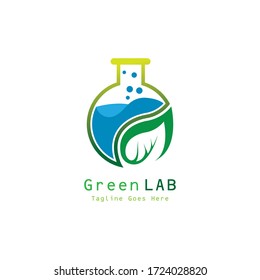 Green Lab Logo Design Concept Creative Lab with leaf vector Template