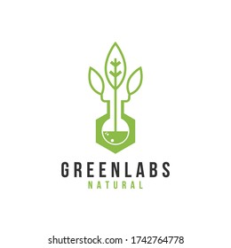 Green Lab Nature Logo Template Design Vector, Emblem, Design Concept, Creative Symbol, Icon