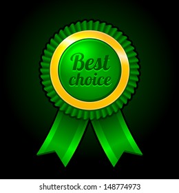 Green label Best choice with ribbons Vector