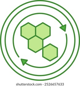 Regeneración de células de etiqueta verde. Icono de Vector. Etiqueta engomada para el empaquetado de los Productos cosméticos. Concepto de cuidado de la piel