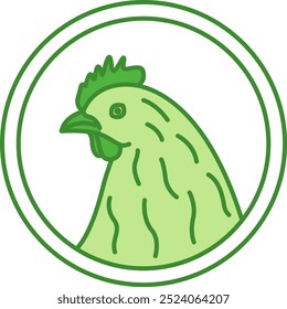 Green Label Chicken. Vector Icon. Meat Products Of Chicken. Cat's Food Properties. Sticker For Packaging Of Food Products