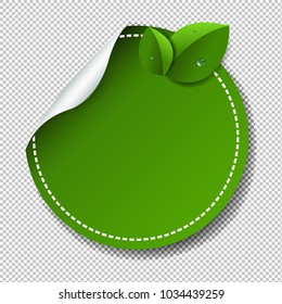 Green Label Isolated Transparent Background With Gradient Mesh, Vector Illustration