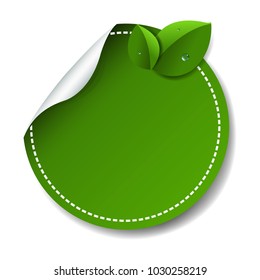 Green Label Isolated White Background With Gradient Mesh, Vector Illustration