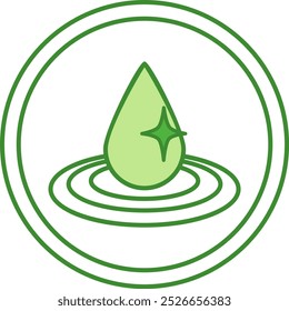 Green Label Pure Water. Vector Icon. Sticker For Products Packaging. Skin Care Concept