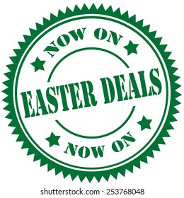 Green label with text Easter Deals,vector illustration