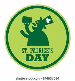 Green label and the text St. Patrick's Day written inside, vector illustration