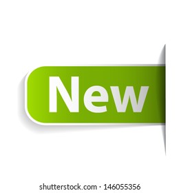 Green label with word new, inserting to slot